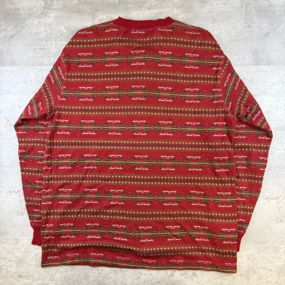 Vintage Polo Ralph Lauren Henley Shirt Mens L Red USA Made